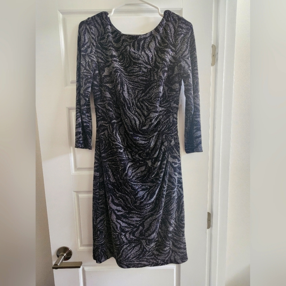 Anne Klein Black and Silver Dress Size 8